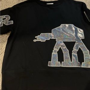 Disney Parks Star Wars XS At-at Iridescent Pullover Black Silver Sweater Top NWT